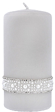 Düfte, Parfümerie und Kosmetik Dekorative Kerze 7x14 cm grau - Artman Crystal Pearl