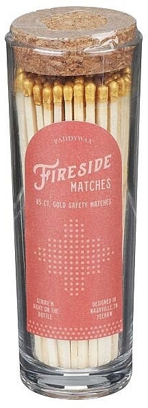 Sicherheitskerzenstreichhölzer im Glasgefäß, gelbe Zündköpfe - Paddywax Fireside Gold Safety Matches — Bild N1