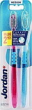 Zahnbürste mittel rosa und blau mit Blumen - Jordan Target Teeth Toothbrush — Bild N1