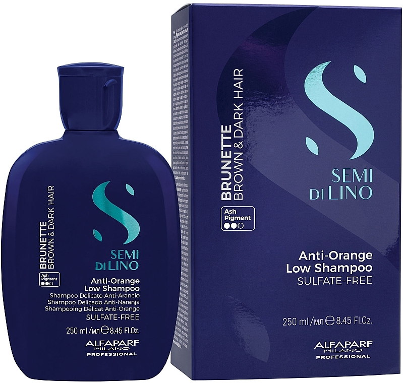 Mildes Shampoo gegen Orangenstich für mittelbraunes bis braunes Haar - AlfaParf Milano Semi Di Lino Brunette Anti-Orange Low Shampoo — Bild N2