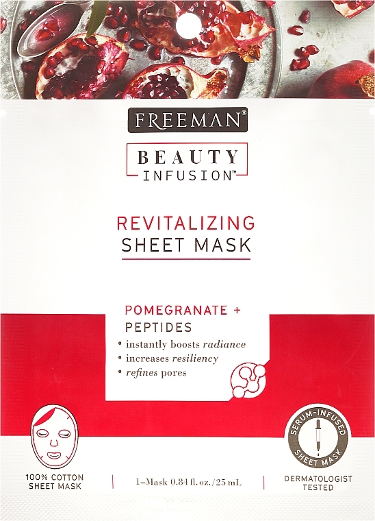 Revitalisierende Tuchmaske für das Gesicht mit Granatapfel und Peptiden - Freeman Beauty Infusion Revitalizing Peel-Off Mask Pomegranate + Peptides — Bild N1