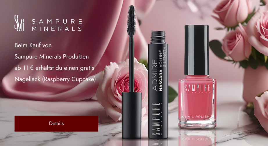 Beim Kauf von Sampure Minerals Produkten ab 11 € erhältst du einen gratis Nagellack (Raspberry Cupcake)