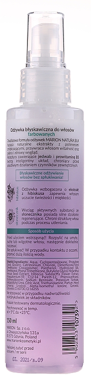 Stärkende Sprühlotion für gefärbtes Haar - Marion Natura Silk Colored Hair Conditioner — Bild N2