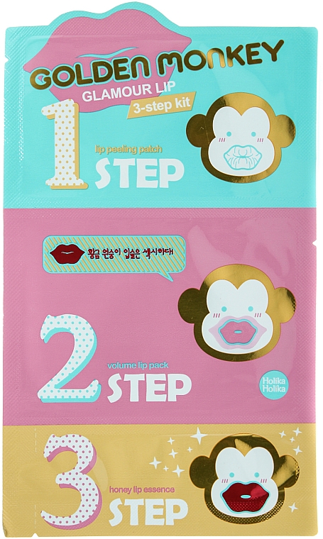 Lippenpflege-Set - Holika Holika Golden Monkey Glamour Lip 3-Step Kit — Bild N1