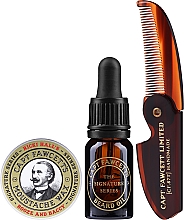 Bartpflegeset - Captain Fawcett Ricki Hall's Booze & Baccy Grooming Survival Kit (Bartöl 10ml + Schnurrbartwachs 15ml + Klappbarer Bartkamm 1St.) — Bild N2