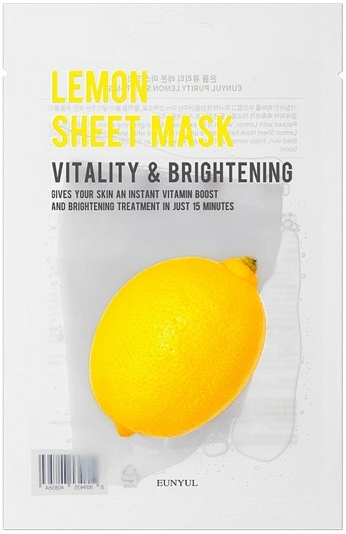 Aufhellende und revitalisierende Tuchmaske für das Gesicht mit Zitronenextrak - Eunyul Purity Lemon Sheet Mask — Bild N1