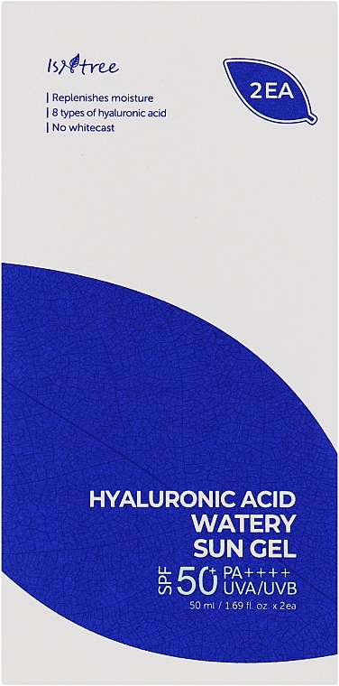 Sonnenschutzgel-Set - IsNtree Hyaluronic Acid Watery Sun Gel SPF 50+ PA++++ (gel/2x50ml) — Bild N1