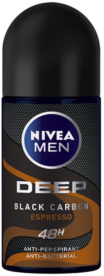 Deo Roll-on Antitranspirant - Nivea Men Deep Black Carbon Espresso Anti-Perspirant — Bild 50 ml