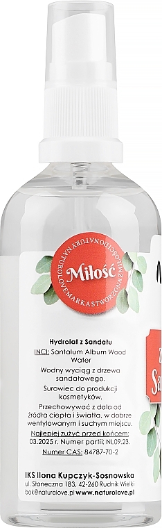 Hydrolat für das Gesicht mit Sandelholz - Naturolove Hydrolat — Bild N2