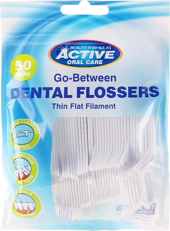 Zahnseide-Sticks 50 St. - Beauty Formulas Active Oral Care Dental Flossers — Bild N1