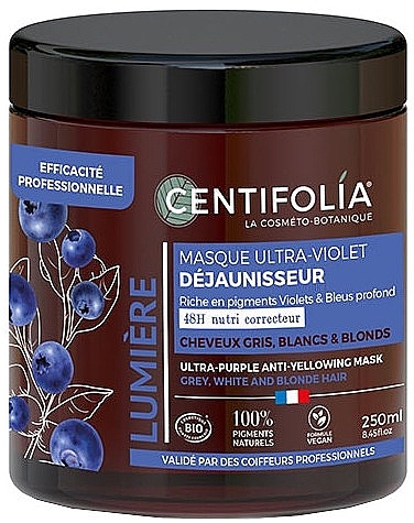 Ultraviolette Maske für graues und blondes Haar - Centifolia Ultra-Purple Anti-Yellowing Mask  — Bild N1