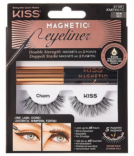 Magnetische Wimpern - Kiss Magnetic Eyeliner & Lash Kit KMEK07 Charm — Bild N1