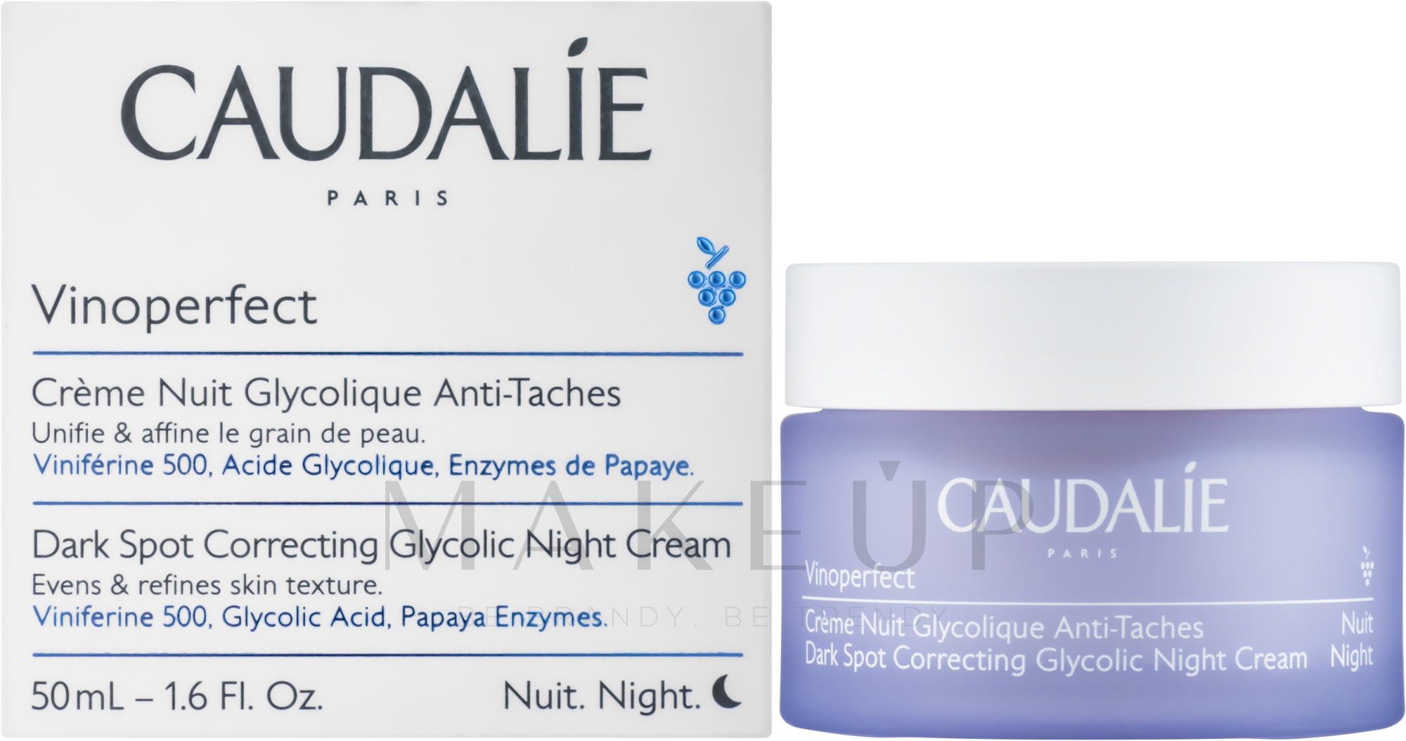 Korrigierende Nachtcreme gegen Pigmentflecken mit Glykolsäure - Caudalie Vinoperfect Dark Spot Correcting Glycolic Night Cream — Bild 50 ml