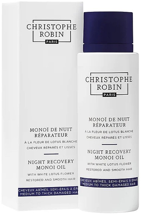 Nachtpflegeöl für das Haar Monoi mit weißem Lotus - Christophe Robin Night Recovery Monoi Oil With White Lotus Flower — Bild N2