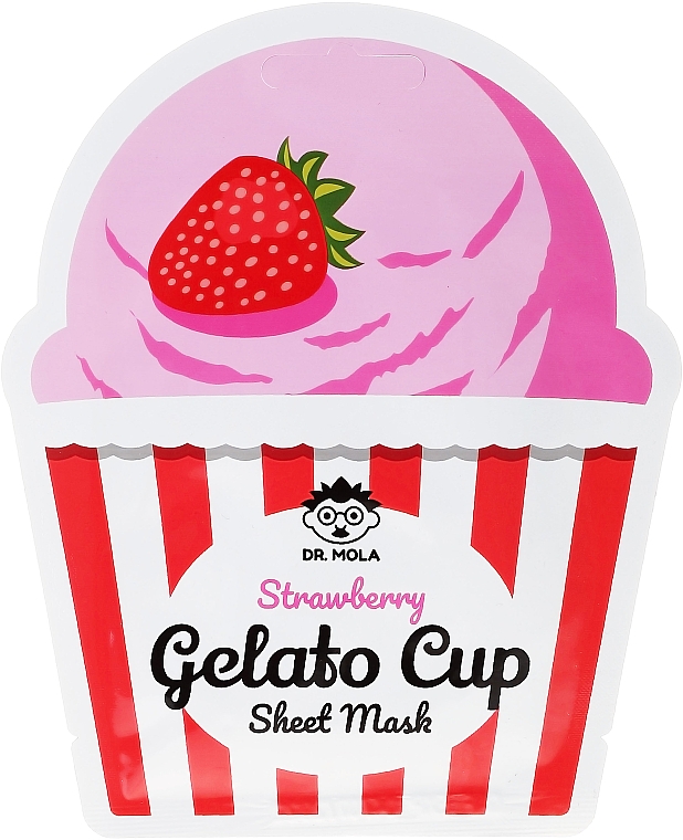 Aufhellende Tuchmaske mit Erdbeerextrakt - Dr. Mola Strawberry Gelato Cup Sheet Mask