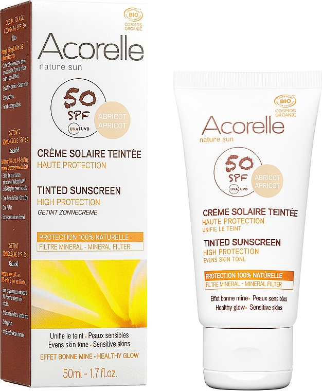 Getönte Sonnenschutzcreme für das Gesicht SPF 50 - Acorelle Nature Sun Cream SPF50 — Bild N1