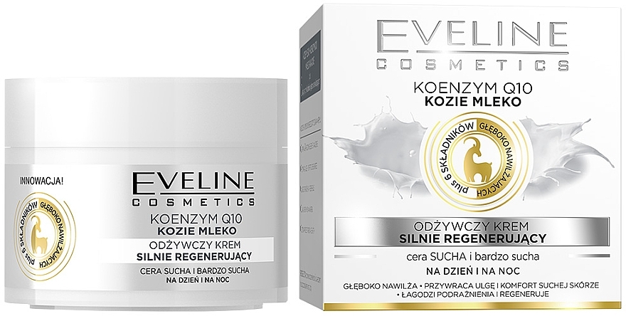 Regenerierende Gesichtscreme mit Coenzym Q10 und Ziegenmilch für trockene Haut - Eveline Cosmetics Goat's Milk Intensely Regenerating Cream — Bild N3