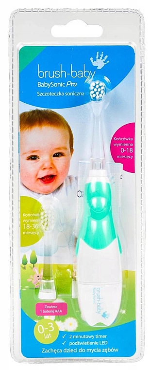 Elektrische Zahnbürste 0-3 Jahre grün - Brush-Baby BabySonic Pro Electric Toothbrush — Bild N1