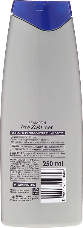 Shampoo für Männer, Tiefenreinigung und Erfrischung - Pollena Savona Three Herbs Men Shampoo — Bild N2