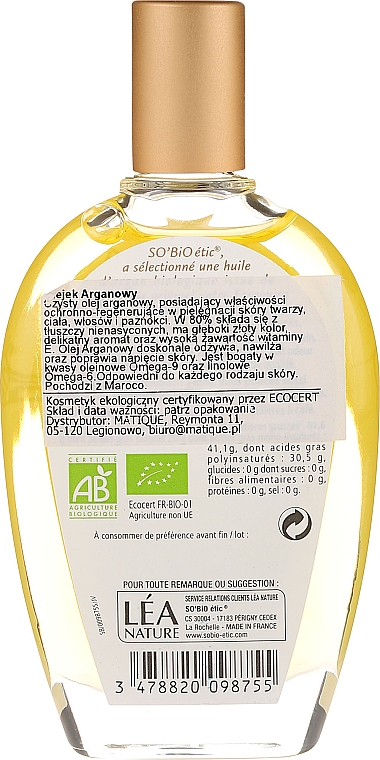 Bio Arganöl für Haut, Haare & Nägel - So'Bio Etic Pure Argan Oil — Bild N2