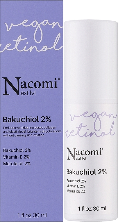 Zellerneuerndes Anti-Falten Gesichtsserum mit 2% Bakuchiol, Vitamin E und Marulaöl - Nacomi Next Level Bakuchiol 2% — Bild N2
