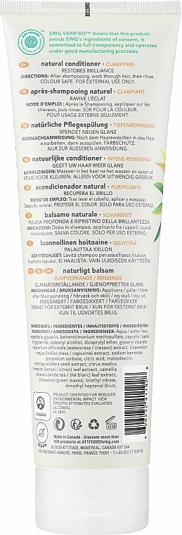 Hypoallergener und revitalisierender Conditioner mit Zitronenblätter und weißem Tee - Attitude Conditioner Clarifying Lemon Leaves And White Tea — Bild N2