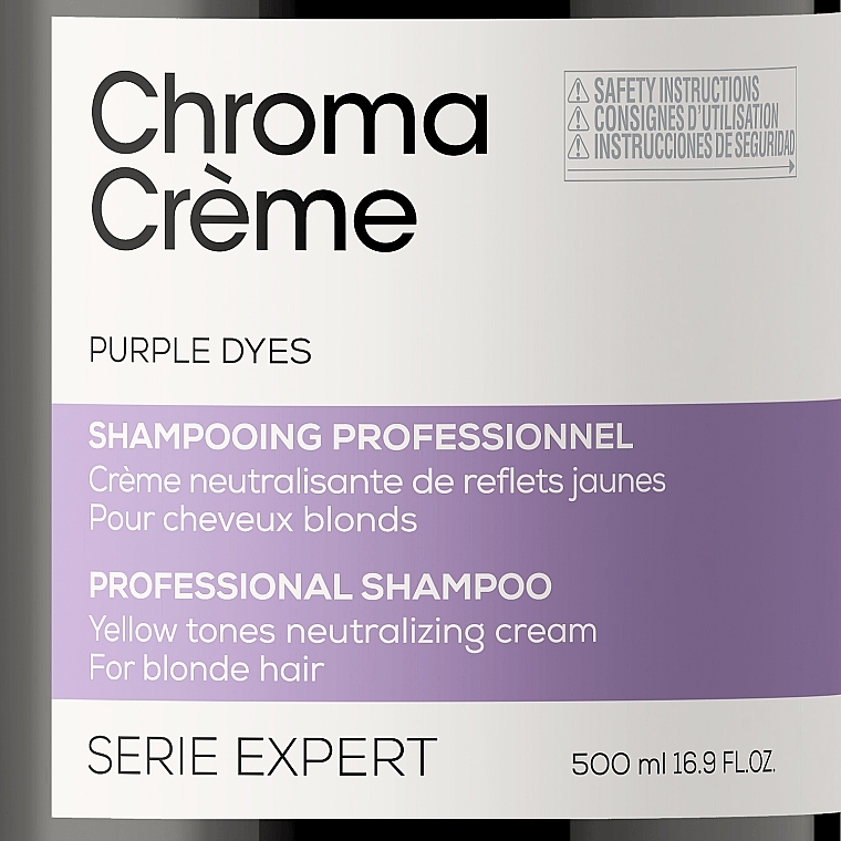 Anti-Gelbstich Haarshampoo für blondes Haar mit violetten Farbpigmenten - L'Oreal Professionnel Serie Expert Chroma Creme Professional Shampoo Purple Dyes — Bild N8