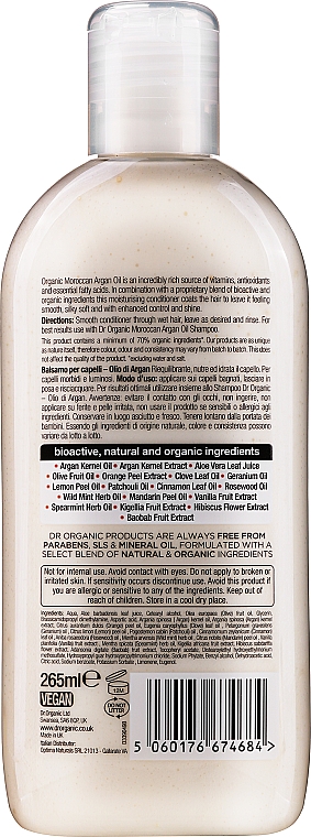 Glättende Haarspülung mit Arganöl - Dr. Organic Bioactive Haircare Moroccan Argan Oil Conditioner — Bild N2