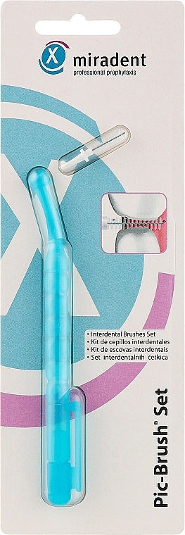 Interdentalbürste mit Deckel, blau - Miradent Pic-Brush Set — Bild N1