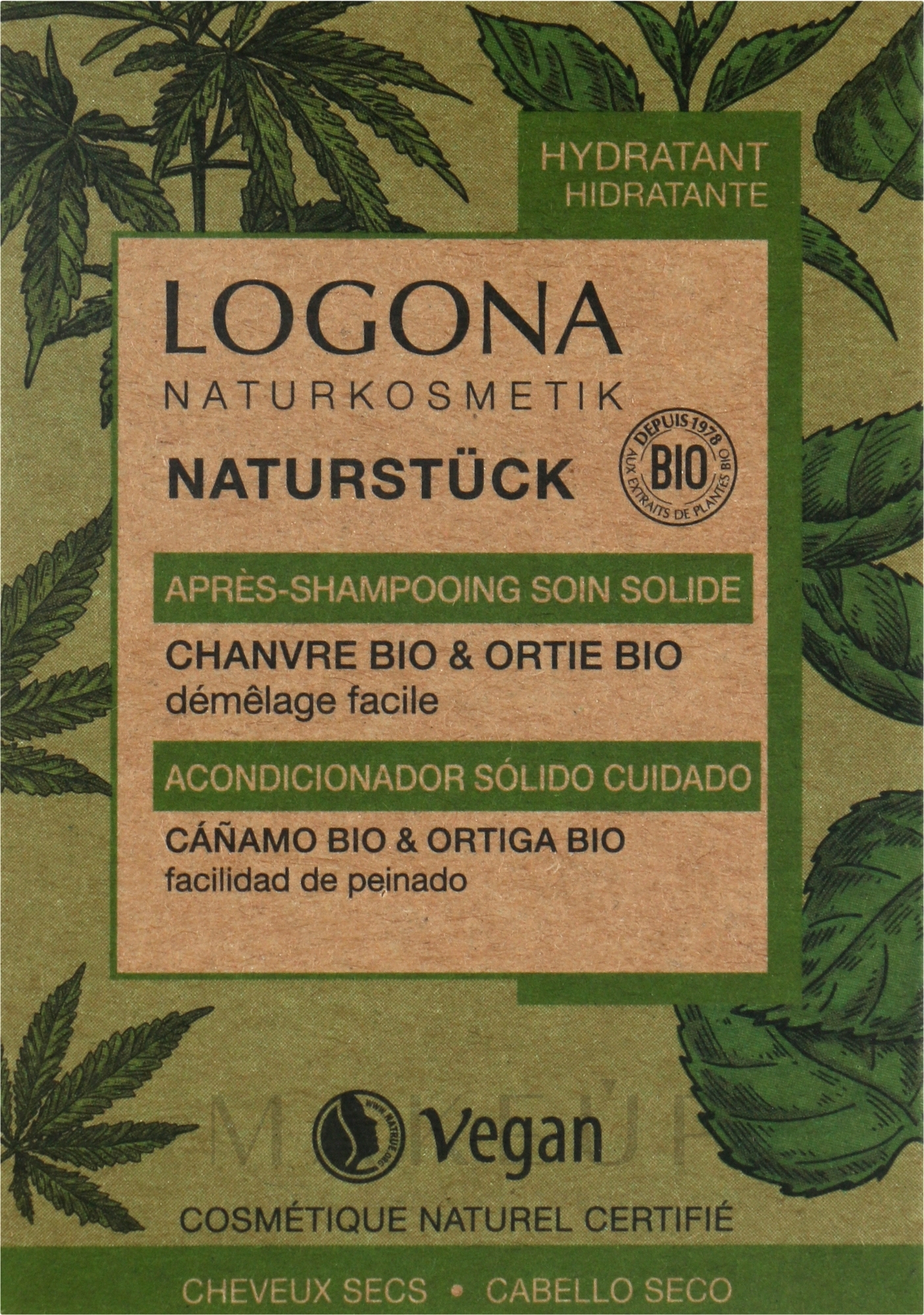 Logona Organic Hemp & Stinging Nettle Solid Conditioner - Fester  Conditioner mit Hanf und Brennnessel