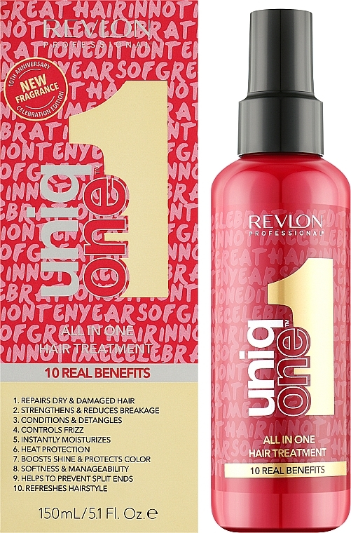 10in1 Reparierende Anti-Frizz Haarmaske mit Hitzeschutz in Sprayform - Revlon Professional UniqOne Hair Treatment Celebration Edition — Bild N2