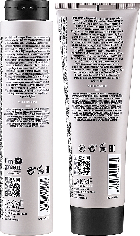 Haarpflegeset für braunes Haar - Lakme Teknia Color Refresh Cocoa Brown (Shampoo 300ml + Haarmaske 250ml)  — Bild N3