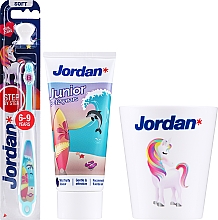 Düfte, Parfümerie und Kosmetik Zahnpflegeset für Kinder Variante 1 - Jordan Junior (Zahnpasta 6-12 Jahre 50 ml + Zahnbürste weich 6-9 Jahre 1St. + Zahnputzbecher)