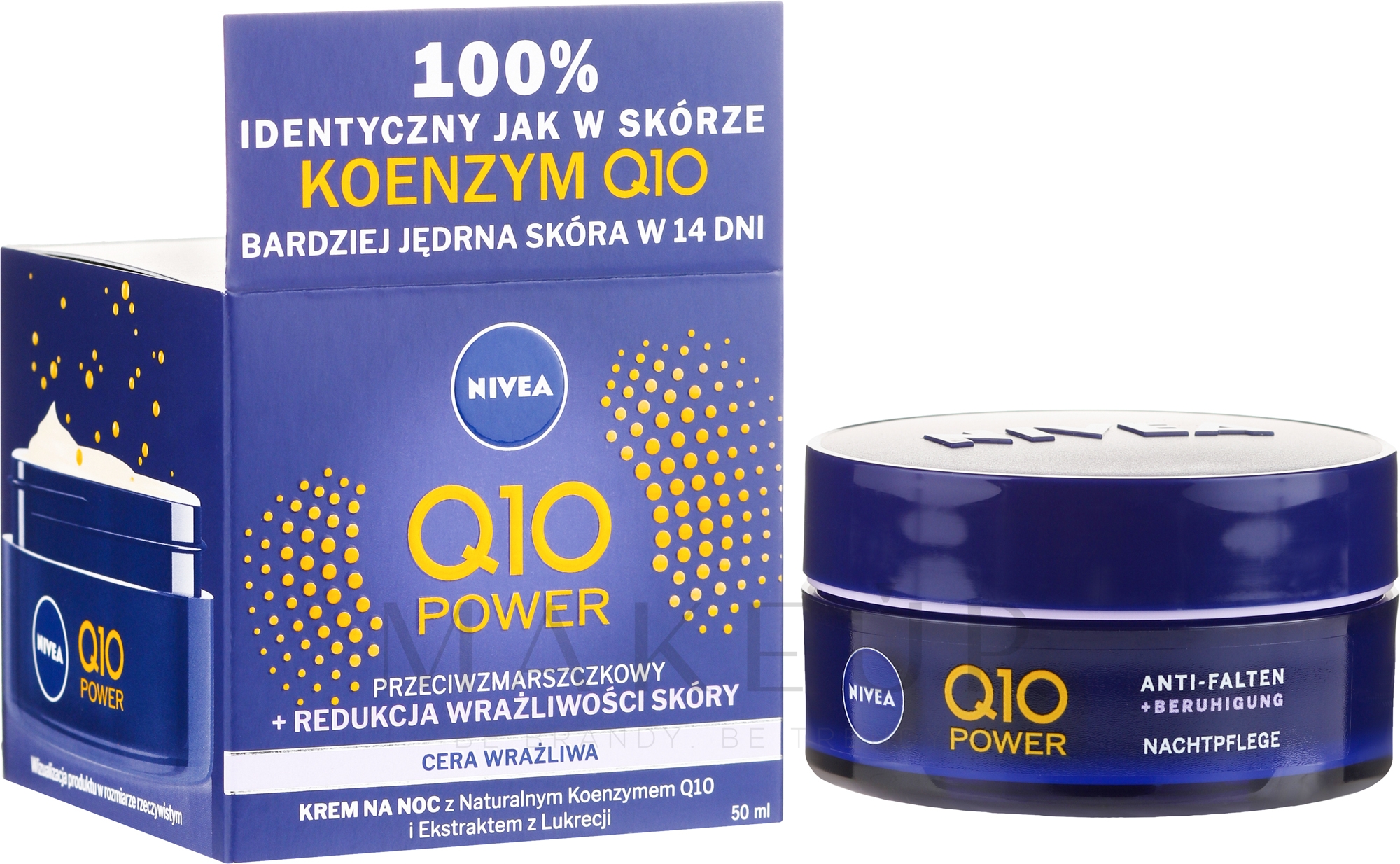 Nachtcreme mit Coenzym Q10 für empfindliche Haut - Nivea Q10 Power Cream — Bild 50 ml