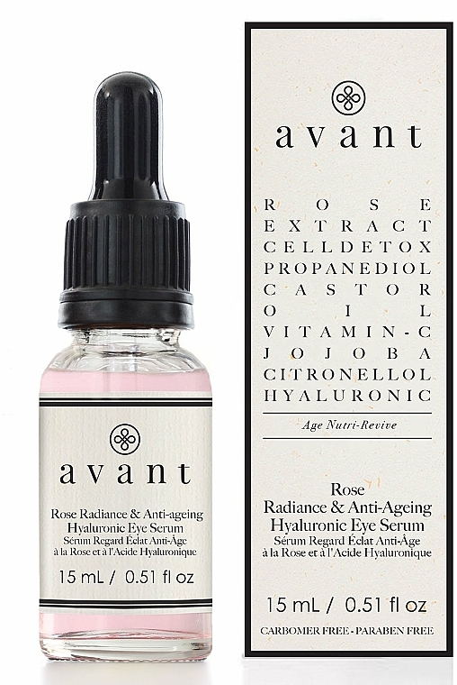 Anti-Aging Augenserum mit Hyaluronsäure und Rosenextrakt - Avant Rose Radiance & Anti-ageing Hyaluronic Eye Serum — Bild N1