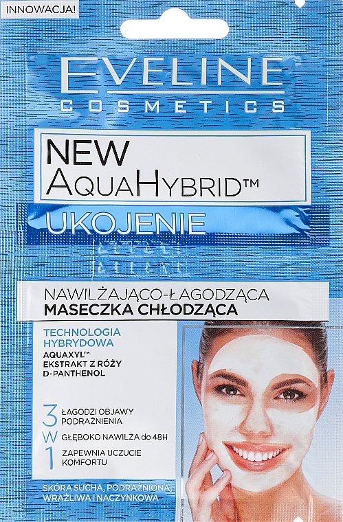 Feuchtigkeitsspendende und beruhigende Gesichtsmaske - Eveline Cosmetics Aqua Hybrid Moisturizing and Soothing Cooling Mask