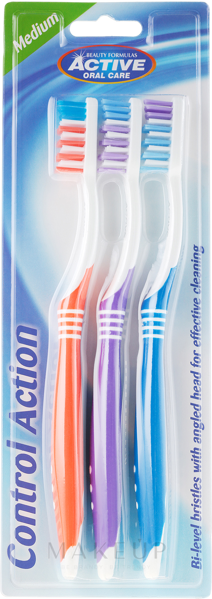 Zahnbürste mittel Control Action orange, lila, blau 3 St. - Beauty Formulas Control Action Toothbrush  — Bild 3 St.