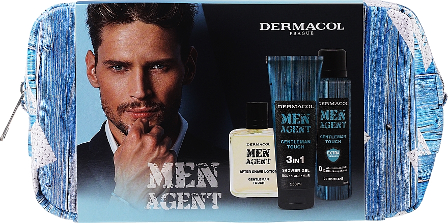 Männerset - Dermacol Men Agent Gentleman Touch I (After Shave Lotion/100ml + Duschgel/250ml + Deodorant/150ml + Kosmetiktasche) — Bild N1