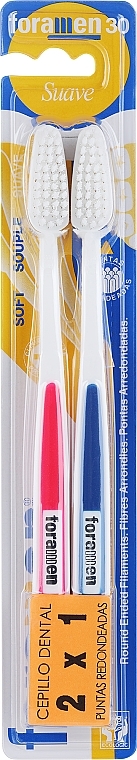 Zahnbürsten, weich, weiß-rosa, weiß-blau - Foramen Soft Toothbrush — Bild N1