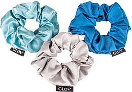 Scrunchie-Haargummi grau, blau, hellblau 3 St. - Glov — Bild N1