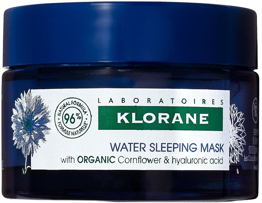 Feuchtigkeitsspendende Nachtmaske für das Gesicht mit Kornblumenextrakt und Hyaluronsäure - Klorane Water Sleeping Mask — Bild N1