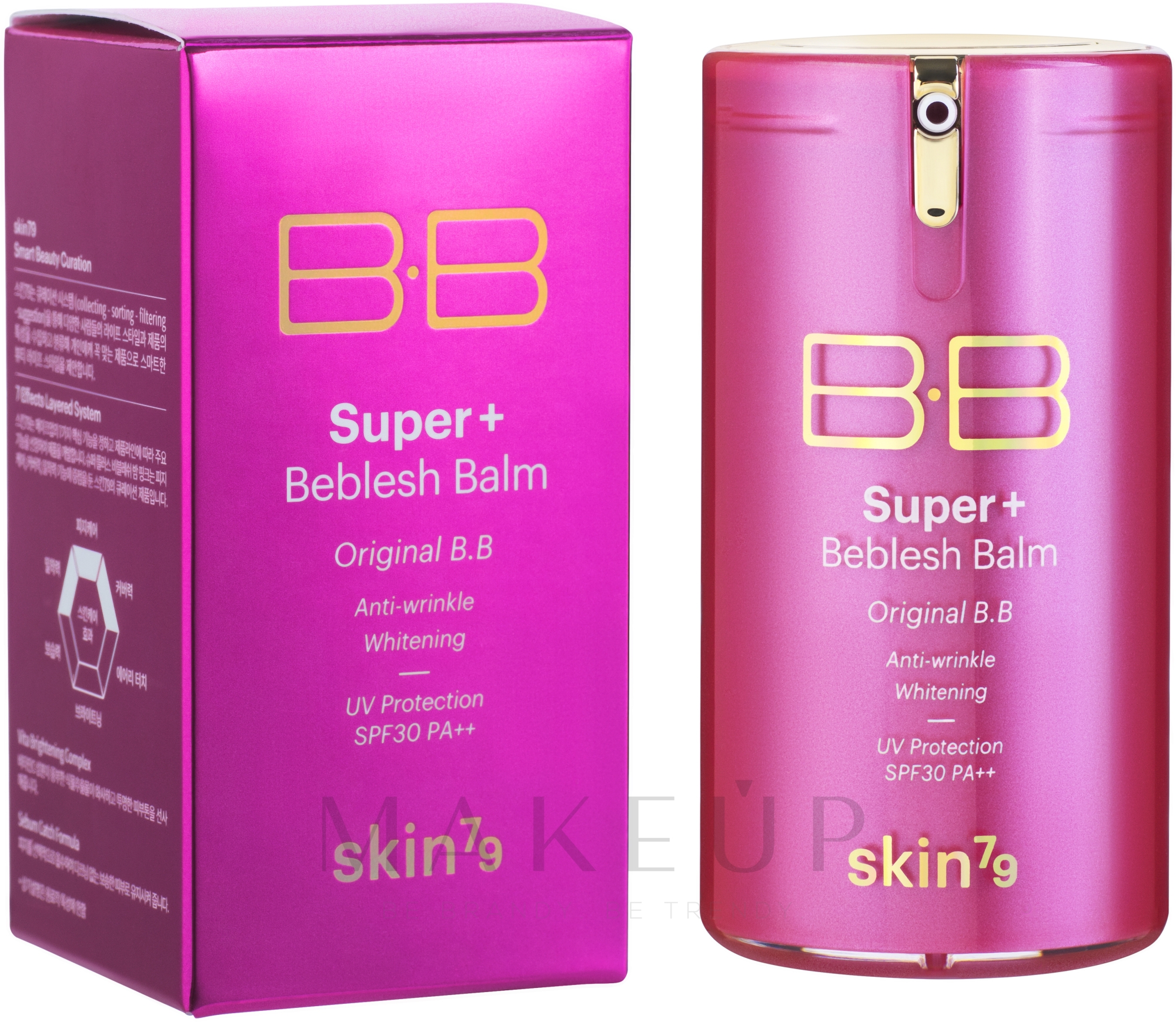 Aufhellende Anti-Falten BB Gesichtscreme mit Rosenwasser und Acerola-Extrakt SPF 30 - Skin79 Super Plus Beblesh Balm Triple Functions Pink BB Cream — Bild 40 ml