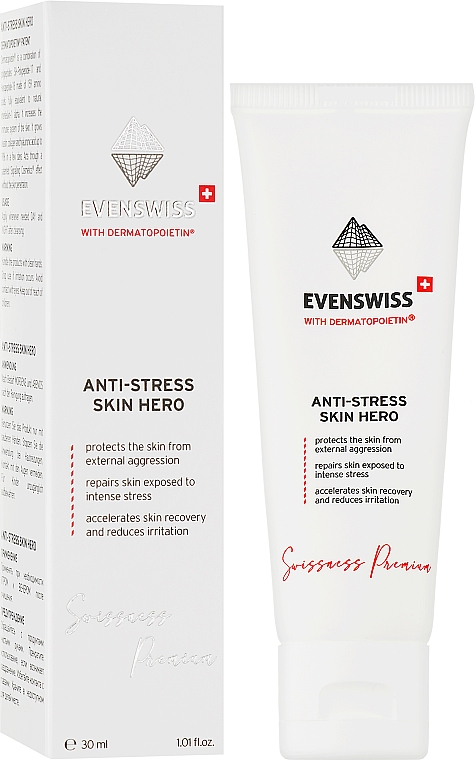 Anti-Stress-Gesichtscreme mit Hyaluronsäure und Vitamin E - Evenswiss Anti-Stress Skin Hero — Bild N2