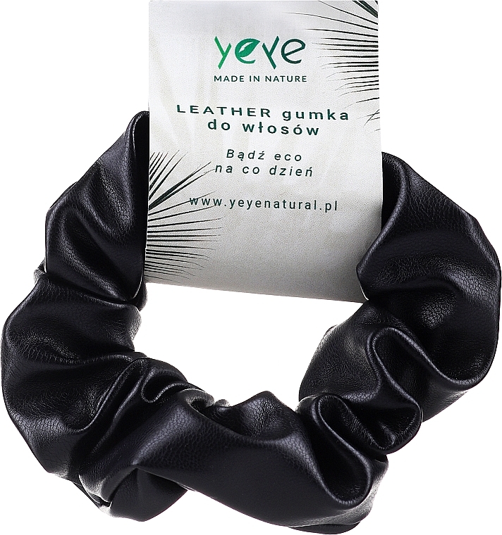 Haargummi aus Leder 10.5x3.5 cm schwarz - Yeye Leather Scrunchie — Bild N1