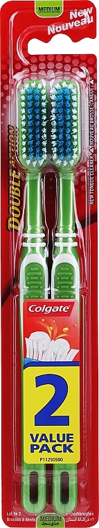 Zahnbürste mittel Double Action grün 2 St. - Colgate Double Action Medium Toothbrushes — Bild N1