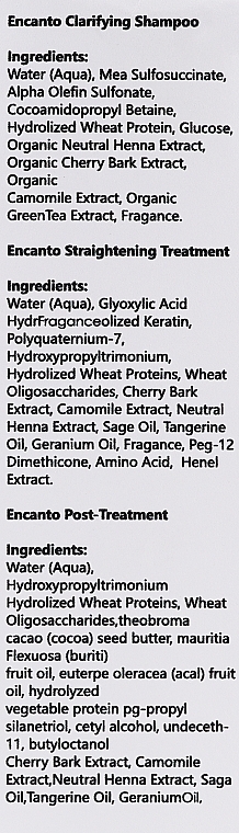 Set - Encanto Brazilian Keratin Treatment Kit (shmp/236ml + treatm/236ml + cond/236ml) — Bild N3