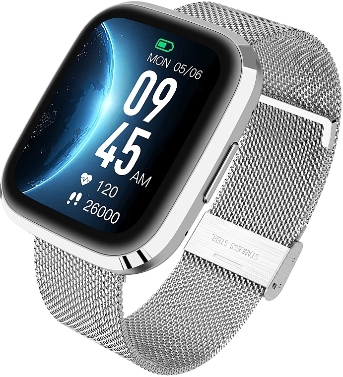 Smartwatch silbernes Metall - Garett Smartwatch GRC STYLE Silver Steel  — Bild N3