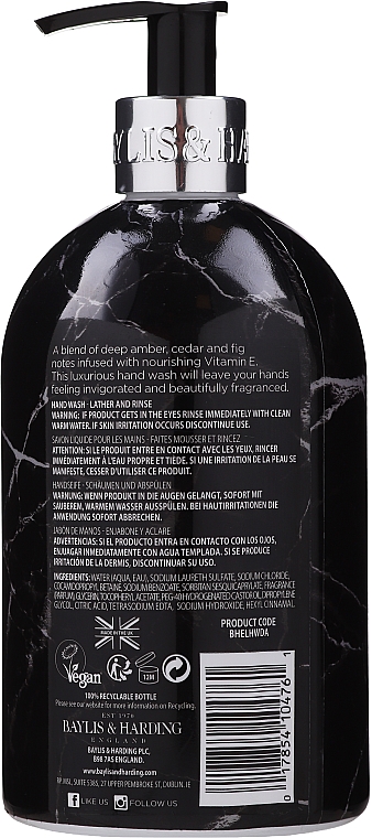 Flüssige Handseife mit Bernstein - Baylis & Harding Elements Dark Amber & Fig Luxury Hand Wash — Bild N2