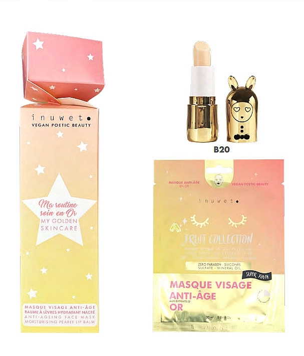 Set - Inuwet My Golden Skincare Cracker (lip/balm/3.5g + f/mask/30ml) — Bild N1