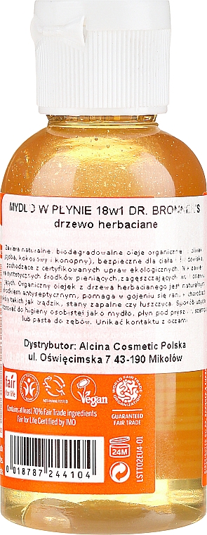 Flüssigseife mit Teebaum für Körper und Hände - Dr. Bronner’s 18-in-1 Pure Castile Soap Tea Tree — Bild N2